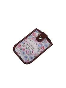 复古花卉拉出式钱包，带多个卡槽 - 超薄仿皮身份证和信用卡夹，适合女士