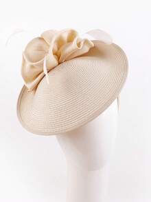 HIMESPORT 2026年新娘花朵装饰礼帽 - 草编德比茶会女士发饰，教堂婚礼鸡尾酒会羽毛头饰 - A - 查看 7