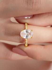 1pc Oval Engagement Ring Fine Wedding Ladies Jewelry For Women 925 Sterling Silver Classic Zirconia Ring Fine Jewelry Wedding Ring Bridal Jewelry For Propose Promise Ring For Wedding Anniversary Gift