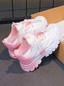 1 双女童厚底运动鞋，2025 新款休闲软底运动鞋，适合户外活动、学校和派对，春/秋季 - 粉色 - 查看 11