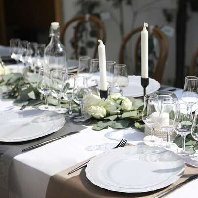 Plastic Disposable Plates, 100 Pcs White Plastic Plates, Heavy Duty Plastic Plates With 50 Pcs 9.8 Inch Plastic Dinner Plates And 50 Pcs 7.5 Inch Plastic Dessert Plates, For Wedding And Party