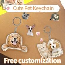 1pc Personalized Pet Memorial Keychain, Custom Photo Acrylic Pet Memento, Transparent Pendant Suitable For Bags And Backpacks,Dawg,Engraved,Durable,Stainless,Colorful,Cute,Adorable,Funny,Kawaii,Y2K,Stylish,Unisex,Casual,Custom,Personalized,Unique,Customized,Ideal Gifts For Him,Ideal Gifts For Her,Her,Boyfriend,Girlfriend,Family,Friends,Children,For Anniversaries,For Birthdays,For Graduation,For Housewarming,For Weddings,Bag Charms