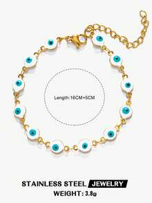 1 件不锈钢简约波西米亚邪眼手链，适合女性日常佩戴 - 彩色 - 查看 10