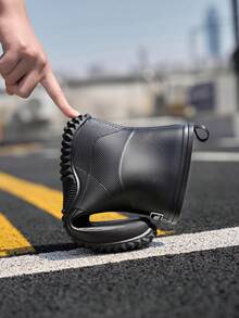 1 Pair Lightweight Tall Rain Boots, Soft Foldable Outdoor Hiking Long Waterproof Boots, Riding Boots, Ultra-Thin Rain Boots, Commuting Overshoes, Unisex - Black - View 11