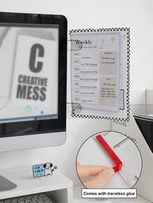 1pc Transparent Acrylic Clip-On Computer Monitor Memo Board, Multipurpose Memo Pad, Photo/Name Card/Document Holder Suitable For Student, Business, Office Desk