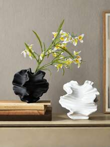 1pc White Ceramic Vase Flower Vase For Pampas Grass, Modern Large Coral Vase For Home Decor, Nordic Boho Vase For Centerpieces, Wedding, Dinner Table, Living Room