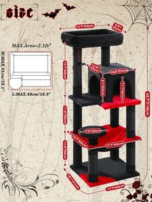 PAWZ Road 45.7" Cat Tree For Indoor Cats, 5-Level Cat Tower For Large Cats With Metal Frame Large Hammock (17.7"X15.7"), Cat Condo With (15.7"X9.5") Big Top Perch & 4 Sisal Covered Scratching Post, Black - 黑色 - 查看 5