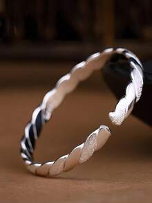 Sterling Silver Bracelet Women Love Interwoven Nailed Sand Opening Bracelet Light Luxury Simple Daily Versatile Style Women's Mother's Day Gift - Interwoven Bracelet - View 4