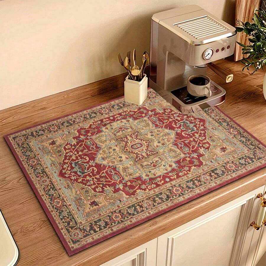 1 Tấm lót bếp mềm mại, thấm hút tốt, có lớp đế cao su chống trượt, nhanh khô, chống thấm nước dùng cho chén đĩa và máy pha cà phê, tấm lót cách nhiệt đa năng làm từ bùn tảo cát. - Nhiều màu - Xem 1