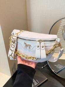 限时折扣！时尚可爱马匹鳄鱼纹女士腰包/胸包 - 黑色 - 查看 14