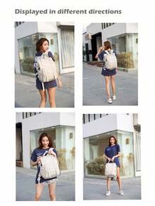 1pc Multi-Functional USB Charging Diaper Bag Set For Moms, Baby Travel Backpack With Bottle Storage, Suitable For All Seasons - Black - View 5