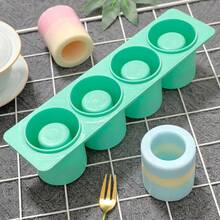 1 个 4 腔圆形冰块托盘，硅胶制冰机模具，易于释放冰块，适用于鸡尾酒、酒吧或冰咖啡杯 - 綠色 - 查看 4