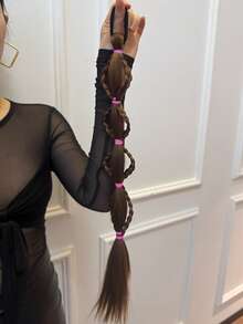 JENNIFER 1-Pack Creative And Fashionable Braids 18Inch Synthetic Hair Extensions With Rubber Bands For Daily Wear - Natural Black - View 7