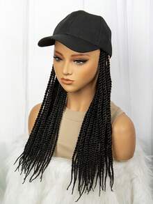 Synthetic Long Box Braid Wig - Includes Baseball Cap - Perfect Braided Baseball Cap Hairstyle For Women - Black - View 5