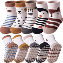 5 Pairs/10 Pairs Baby & Toddler Anti-Slip Socks With Grip Dots For Boys And Girls