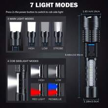 1pc Adjustable Zoom Powerful Aluminum Alloy Flashlight, Waterproof For Outdoor Night Running, Cycling, Patrol - Black - View 2