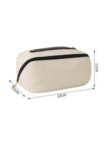 1个大容量隔层化妆包，旅行便携式洗漱包，多层化妆包，男女通用护肤品收纳袋，适合携带美容必备品，旅行洗漱包 - 杏色 - 查看 4