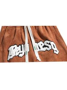Men's Summer Embroidered Shorts, Versatile Embroidered Casual Shorts, Sports Shorts - Brown - View 3