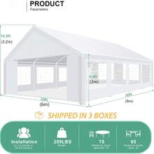 tooluck 20x30 Party Tent Heavy Duty, Galvanized Wedding Tent, Event Shelter Tent For Parties, Large Outdoor Gazebo With Removable Sidewall & Built-In Sandbag, Carpas Para Fiestas, Waterproof, White