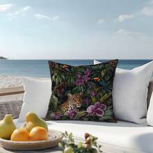 MEMNUN 1 pièce Housse de coussin en polyester imprimé tropical avec toucan bleu et léopard de 17,7*17,7 po (45*45 cm)/19,69*19,69 po (50*50 cm)/15,75*15,75 po (40*40 cm) [Impression unilatérale] Décoration d'intérieur [Insert de coussin non inclus], Convient pour un usage quotidien, Décoration minimaliste haut de gamme pour le salon, le canapé, la chambre à coucher, l'appuie-tête de voiture - Multicolore - Voir 7