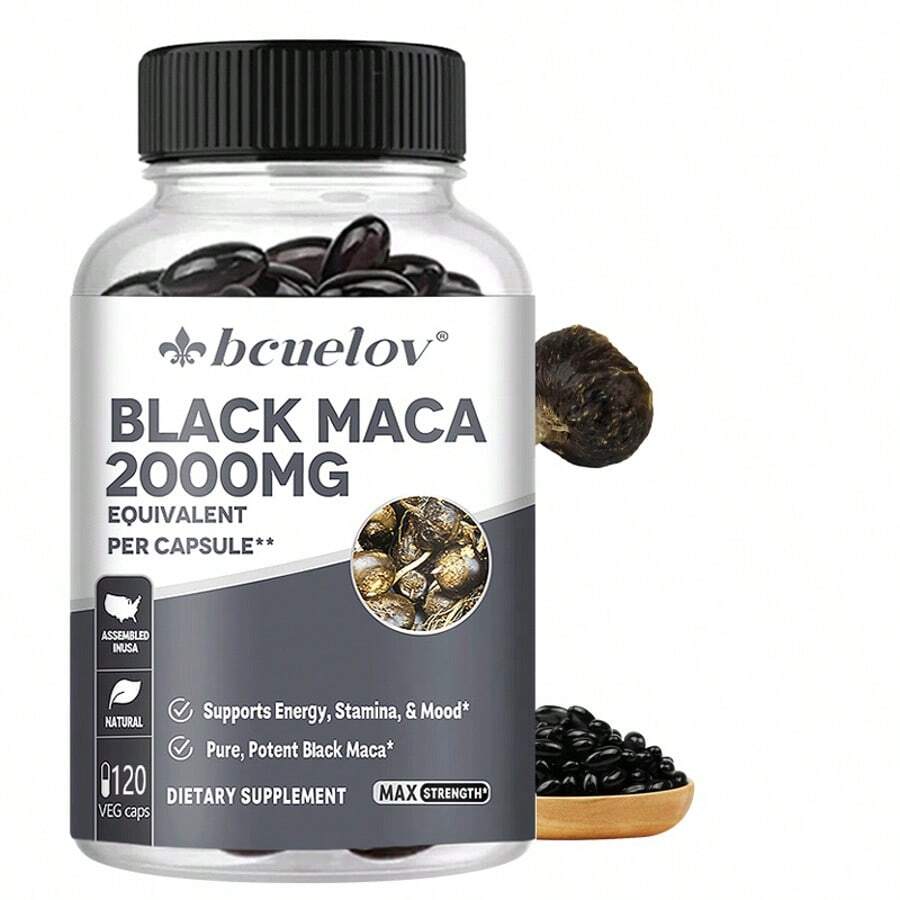 2000mg Black Maca Softgels - Energy Supplement For Men And Women To Support Daily Performance - 120 Capsules - 1 Bottle - View 1