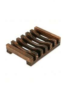 1-2pcs Bamboo Wood Soap Dish Rack With Drainage Holes Design Home Bathroom Decor Summer - One Size - View 7