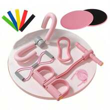 11 Pieces - Fitness And Yoga Set - Made Of EVA Material - Includes Resistance Bands, Leg Toner, Jump Rope, Yoga Ring, Figure 8 Resistance Bands, Pilates Sliding Discs And 5 Elastic Bands Of Different Resistances - Ideal For Yoga, Pilates, Gym Training And Body Shaping - Complete Equipment For Exercises At Home Or In The Gym, Versatile And High Quality - 淺粉色 - 查看 1