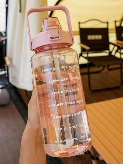 1PC 2L Sports Kettle 2000ml Large Capacity Plastic Water Cup Gym Belly Cup Straw Space Cup Water Bottle Ton Ton Cup