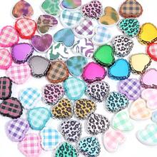 10 hạt hình trái tim họa tiết da báo kẻ caro phủ UV Acrylic, Phụ kiện trang sức tự làm, Màu sắc ngẫu nhiên - Nhiều màu - Xem 4