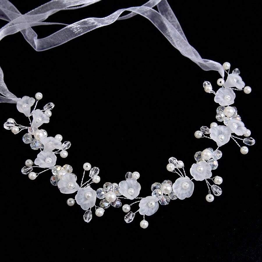 White Flower Headband Princess Headpiece Hair Accessories For Girls, Dance, Performance, Korean Style