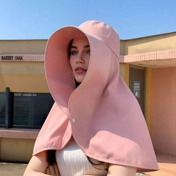 1pc Women's Summer Sun Protection Wide Brim Sun Hat With Face & Neck Covering