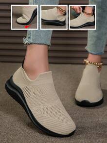 Casual Elastic Slip-On Footwear Unisex, Comfortable & Sporty Shoes Without Laces, Summer 2025 New Arrival - Khaki - View 3