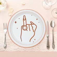 10pcs/20pcs/50pcs Bachelorette Party Paper Plates Ring Finger Disposable 7 Inch Dessert Plates 9 Inch Dinner Plate For Women Bachelorette Party Bridal Showe Hen Party Engagement Party Decorations Party Supplies - Multicolor - View 4