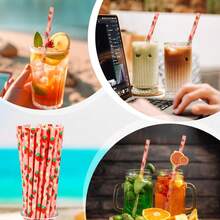 25/50/100/200pcs/Pack Disposable Paper Straws With Multi-Pattern Fruit Designs, Suitable For Parties, Birthdays, Baby Showers, Juices, And Milkshakes, Christmas Party Christmas Decor Christmas Decorations Christmas Gifts And, Halloween Party Halloween Decor Halloween Decorations Halloween Gifts, Merry Christmas Wedding Tableware Birthday Party Anniversary Summer Beach Back To School School Supplies Room Decor - Multicolor - View 2