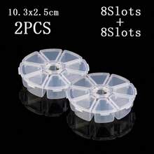 QIAO 2PCS 6/8Grids Round Plastic Storage Box Beads Earrings Jewelry Container Clear Transparent Box Case Small Size DIY Jewellery Box - White - View 8