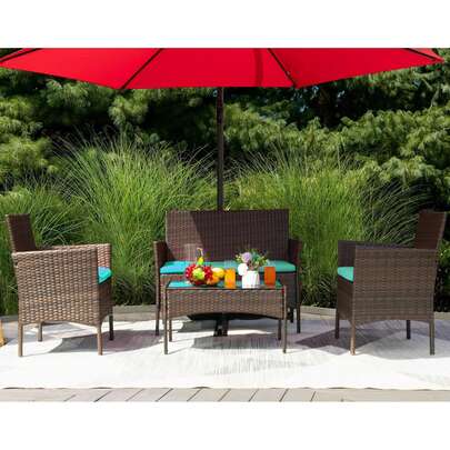 Furmax Polyethylene (PE) Wicker 4 - Person Seating Group With Cushions