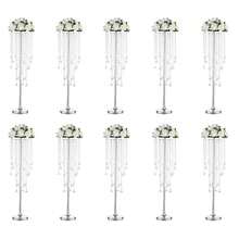 2 Pcs/10 Pcs Vase Tabletop Decor - Metal Flower Stands With Hanging Crystal Lamps For Wedding, Tall Vases For Dining Table, Wedding Party & Home Decor - Gold - View 2