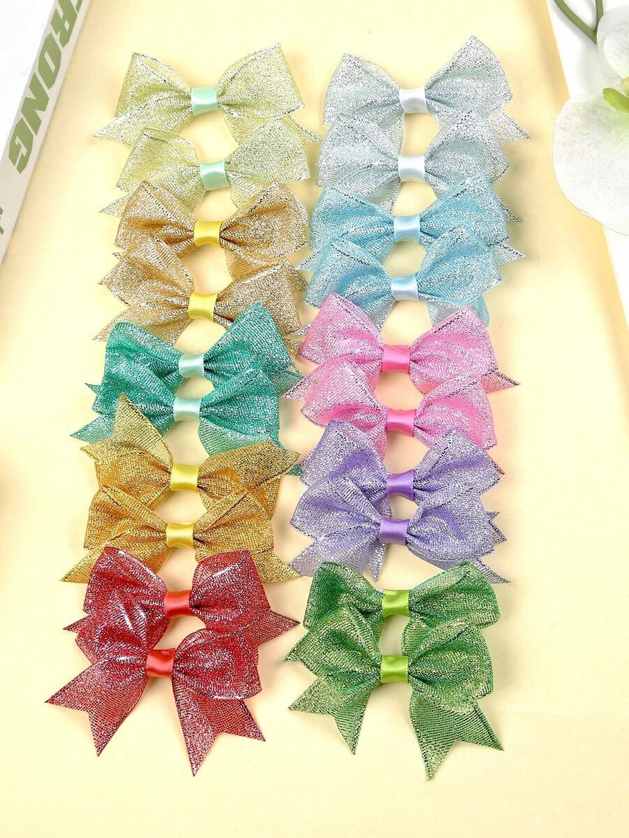 20pcs Cute Multi-Color Onion Rim Screw Threaded 3-Inch Bow Hair Clips, Suitable For Daily Wear And Gifts - Multicolor - View 1