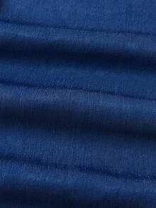 1pc Denim Effect Fabric Comfortable Teens/Juniors Girls Pants With Belt, Suitable For Daily Outings - Royal Blue - View 7