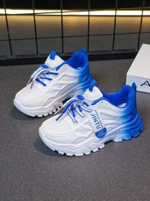 1 par de zapatos deportivos casuales de PU con degradado de color para niñas, aptos para uso diario, escuela, deportes, todas las estaciones - Multicolor - Ver 6