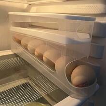 Bilayer Egg Storage Box Automatic Rolling Eggs Holder Rack Ladder Style Refrigerator Eggs Dispenser Egg Organizer Holder - White - View 11