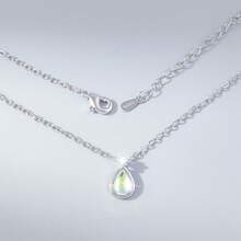 1pc Elegant Moonstone Pendant Necklace 925 Sterling Silver, Suitable For Women, Valentine's Day, Mother's Day, Daily Wear, Vacation, Holidays - Silver - View 5