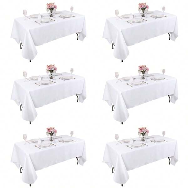 1 Packung/2 Packungen/6 Packungen/10 Packungen weiße rechteckige Polyestertischdecken mit den Maßen 60"*102", hochdichte, waschbare Tischdecken, die knitterfest sind und die Tischplatte schützen, geeignet für Hochzeiten, Camping und Tischdekoration.