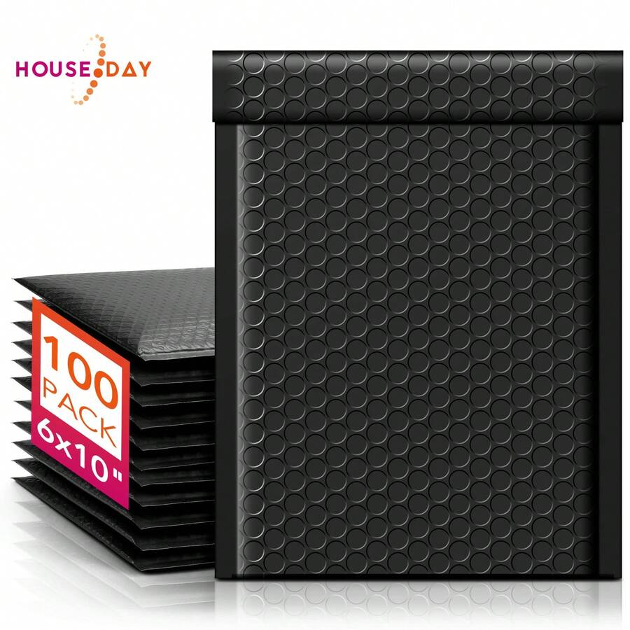 Bubble Mailers 6x10 Inch 100 Pack Black Padded Envelopes Usable Size 6x9" Self Seal Bubble Envelopes Opaque Padded Mailers For Mailing Jewelry Makeup Small Business #0 - 黑色 - 查看 1