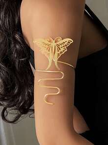 1pc Multi Pattern Optional Women's Armband, Butterfly, Flower, Snake Shaped, Hollow Opening Armband, Suitable For Daily Wear And Vacation Wear