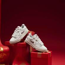 XTEP Maxx Board Shoes Women's Breakdance Team Same Style Versatile Flat Shoes Casual Sports Shoes 876118310010 - White Sand Gray/retro Red - View 3