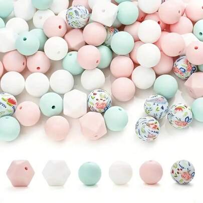 38pcs Silicone Bead Set, Assorted Shapes & Colors, DIY Craft Supply For Keychains, Bracelets, Phone Charms, Necklace Jewelry Making Accessories