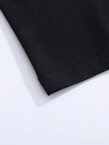 男士宽松休闲字母印花短袖T恤，轻薄透气，夏季 - 黑色 - 查看 4