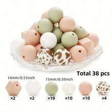 38pcs Silicone Bead Set, Assorted Shapes & Colors, DIY Craft Supply For Keychains, Bracelets, Phone Charms, Necklace Jewelry Making Accessories - Silicone Beads and Hexagonal Series - View 12