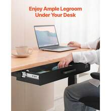 Wide Under Desk Drawer Slide Out, Under Desk Mounted Pull-Out Drawer Attachment, Hidden Desktop 2 Layer Storage Organizer, Under Table Pencil Drawer For Home Sit Stand Workstation, 18x9x8 In - 22inch - View 3